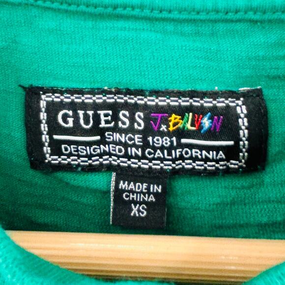Guess Originals J Balvin Cotton Colorblock Graphic Embroidered T-Shirt - Picture 6 of 7